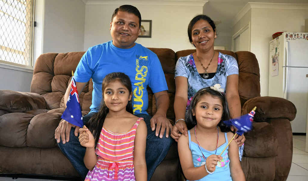 Tejash and Jagruti Parikh and their daughter Sakshi (left) will join Shriya in becoming Australian citizens this weekend. Tejash and Jagruti Parikh and their daughter Sakshi (left) will join Shriya in becoming Australian citizens this weekend.